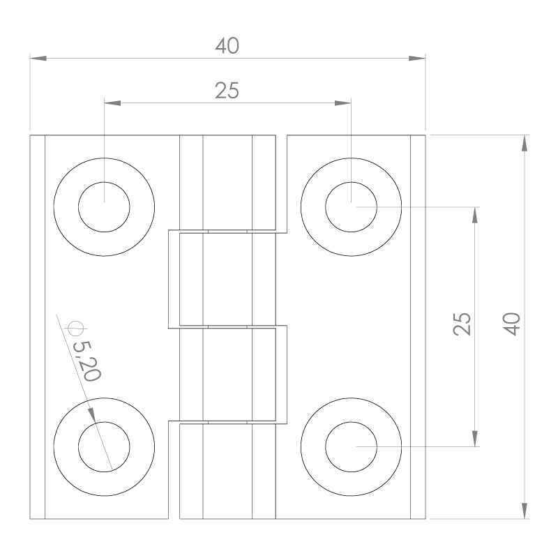 Paslanmaz Yaprak Menteşe 40 x 40 x 5mm