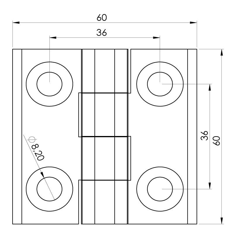 Paslanmaz Yaprak Menteşe 60 x 60 x 8mm