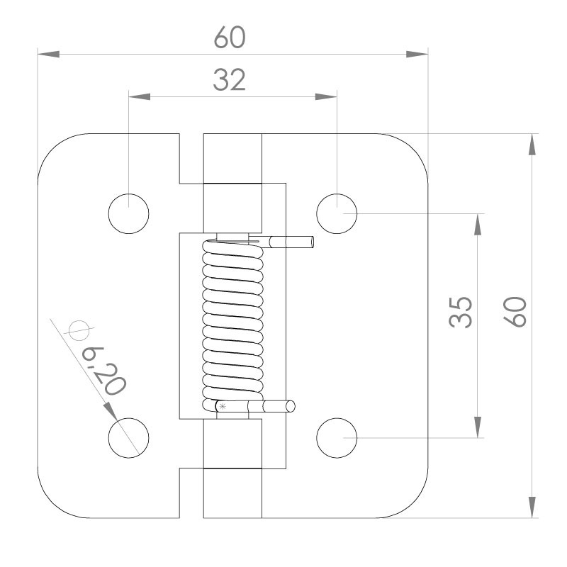 Paslanmaz Yaylı Yaprak Menteşe (Dışa Açılan) 60 x 60 x 2mm