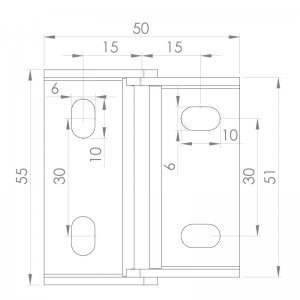 Paslanmaz Yaylı Yaprak Menteşe 50 x 55 x 2mm