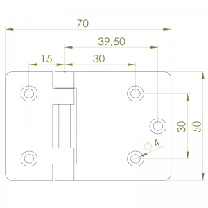 Paslanmaz Yaylı Yaprak Menteşe 70 x 50 x 1.5mm