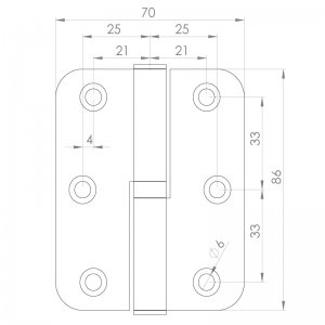 Paslanmaz Kapı Menteşesi 70 x 86 x 2.5 