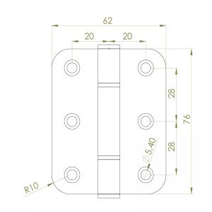 Paslanmaz Kapı Menteşesi 62 x 76 x 2.5mm