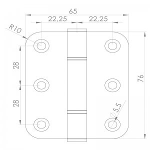 Paslanmaz Kapı Menteşesi 65 x 76 x 2.5mm