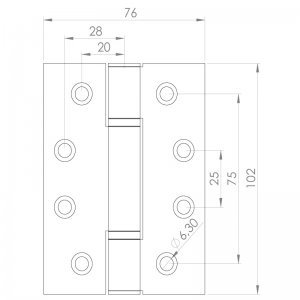 Paslanmaz Kapı Menteşesi 76 x 102 x 3mm