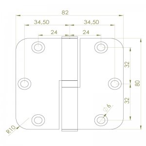 Paslanmaz Kapı Menteşesi 82 x 80 x 2.5mm