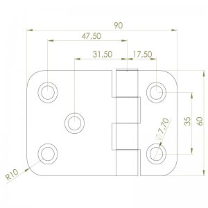 Sac Yaprak Menteşe 90 x 60 x 3mm