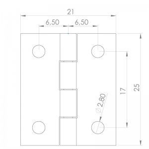 Paslanmaz Yaprak Menteşe 21 x 25 x 0.8mm