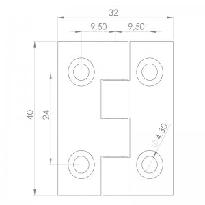 Paslanmaz Yaprak Menteşe 32 x 40 x 1.5mm