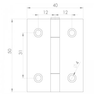 Paslanmaz Yaprak Menteşe 40 x 50 x 1.2mm