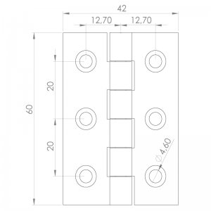 Paslanmaz Yaprak Menteşe 42 x 60 x 2mm