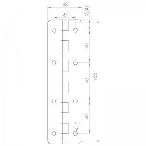 Paslanmaz Yaprak Menteşe 43 x 152 x 1.2mm