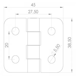 Paslanmaz Yaprak Menteşe 45 x 38 x 2mm