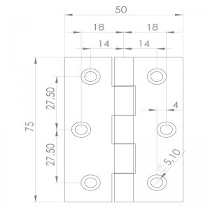 Paslanmaz Yaprak Menteşe 50 x 75 x 1.5mm