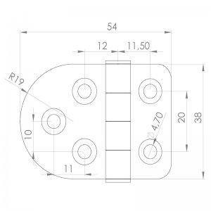 Paslanmaz Yaprak Menteşe 54 x 38 x 2mm