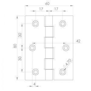 Paslanmaz Yaprak Menteşe 60 x 80 x 2mm