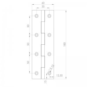 Paslanmaz Yaprak Menteşe 60 x 180 x 2mm