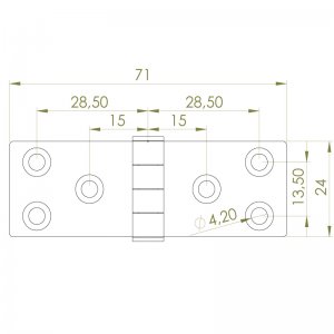 Paslanmaz Yaprak Menteşe 71 x 24 x 1.5mm