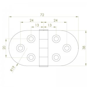 Paslanmaz Yaprak Menteşe 72 x 38 x 2mm