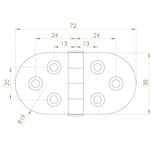 Paslanmaz Yaprak Menteşe 72 x 38 x 2mm