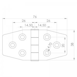 Paslanmaz Yaprak Menteşe 76 x 38 x 2mm