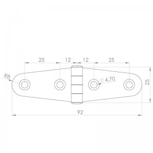 Paslanmaz Yaprak Menteşe 92 x 25 x 1.5mm