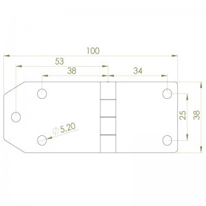 Paslanmaz Yaprak Menteşe 100 x 38 x 2mm