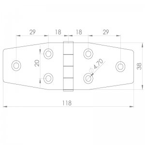 Paslanmaz Yaprak Menteşe 118 x 38 x 2mm Yuvarlak