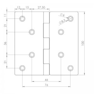 Paslanmaz Yaprak Menteşe 100 x 100 x 1,5 mm