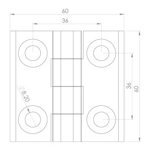 Paslanmaz Yaprak Menteşe 60 x 60 x 8mm