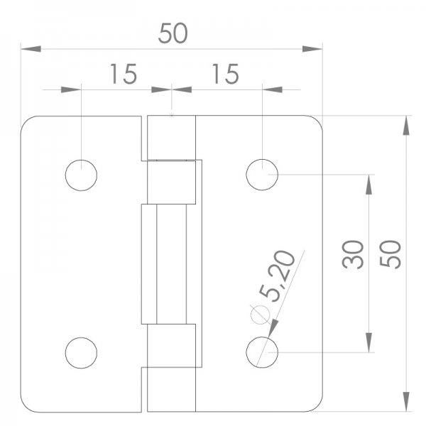 Paslanmaz Yaylı Yaprak Menteşe 50 x 50 x 1.5 Dışa Açılan