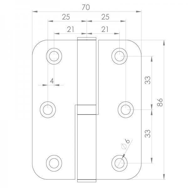 Paslanmaz Kapı Menteşesi 70 x 86 x 2.5 