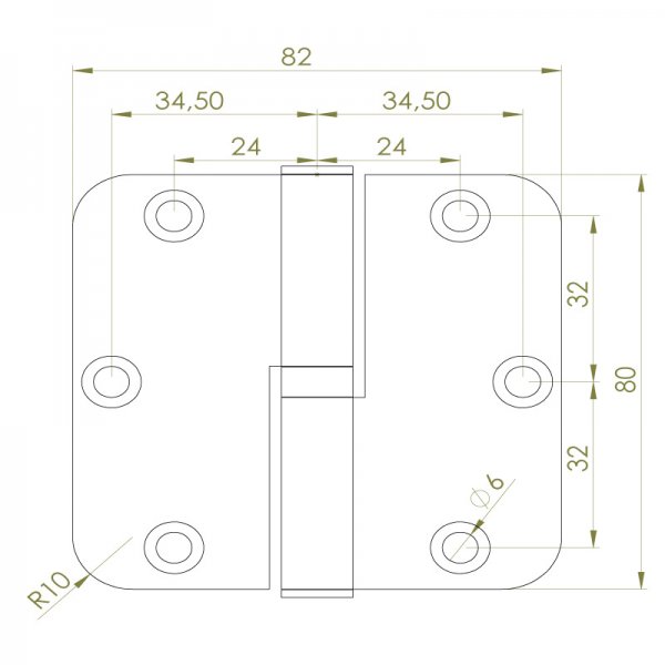 Paslanmaz Kapı Menteşesi 82 x 80 x 2.5mm