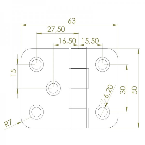 Sac Yaprak Menteşe 63 x 50 x 2.5mm