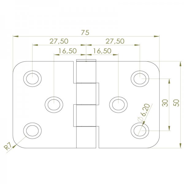 Sac Yaprak Menteşe 75 x 50 x 2.5mm