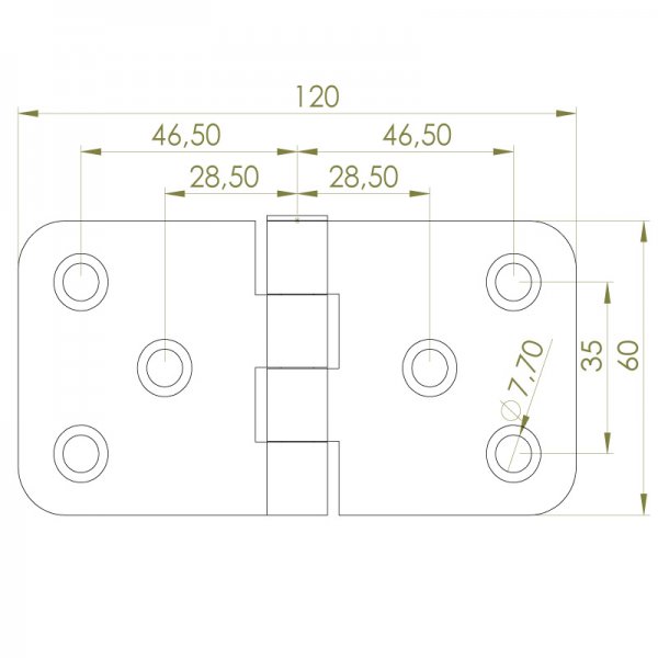 Sac Yaprak Menteşe 120 x 60 x 3mm