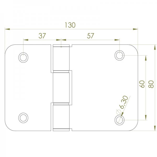 Paslanmaz Kapı Menteşesi 130 x 80 x 3mm