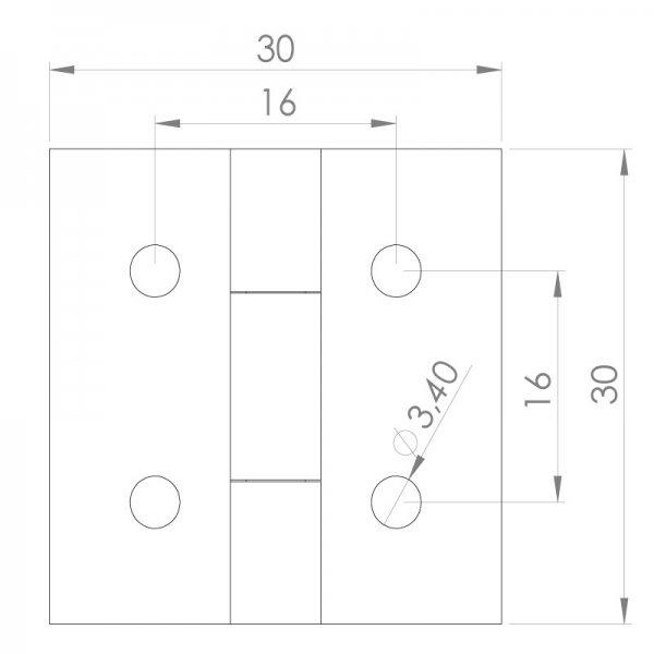 Paslanmaz Yaprak Menteşe 30 x 30 x 1.2mm