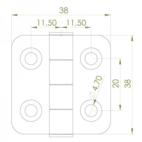 Paslanmaz Yaprak Menteşe 38 x 38 x 2mm