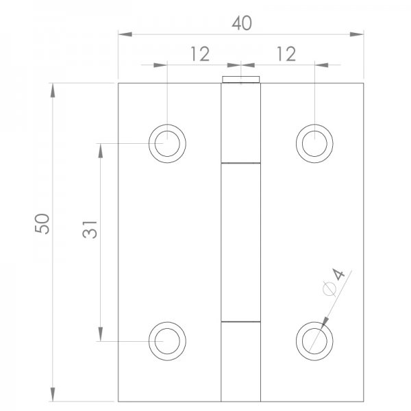 Paslanmaz Yaprak Menteşe 40 x 50 x 1.2mm