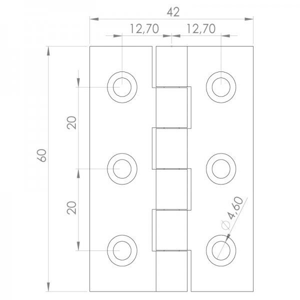 Paslanmaz Yaprak Menteşe 42 x 60 x 2mm