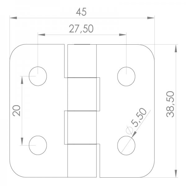 Paslanmaz Yaprak Menteşe 45 x 38 x 2mm