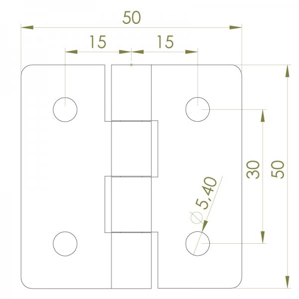 Paslanmaz Yaprak Menteşe 50 x 50 x 2mm