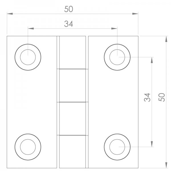 Paslanmaz Yaprak Menteşe 50 x 50 x 4.5mm