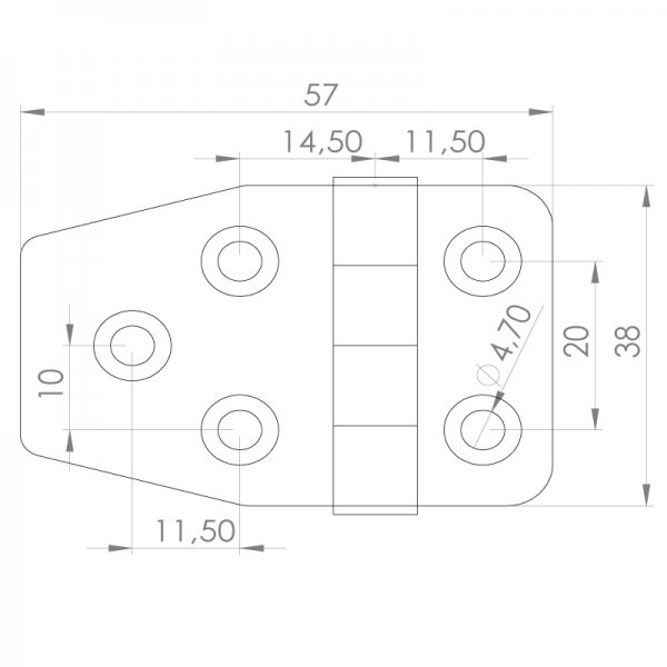 Paslanmaz Yaprak Menteşe 57 x 38 x 2mm