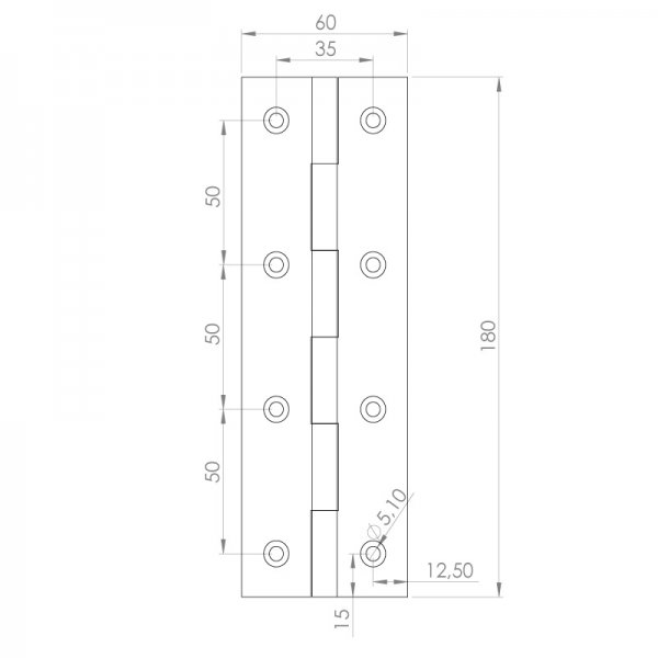 Paslanmaz Yaprak Menteşe 60 x 180 x 2mm