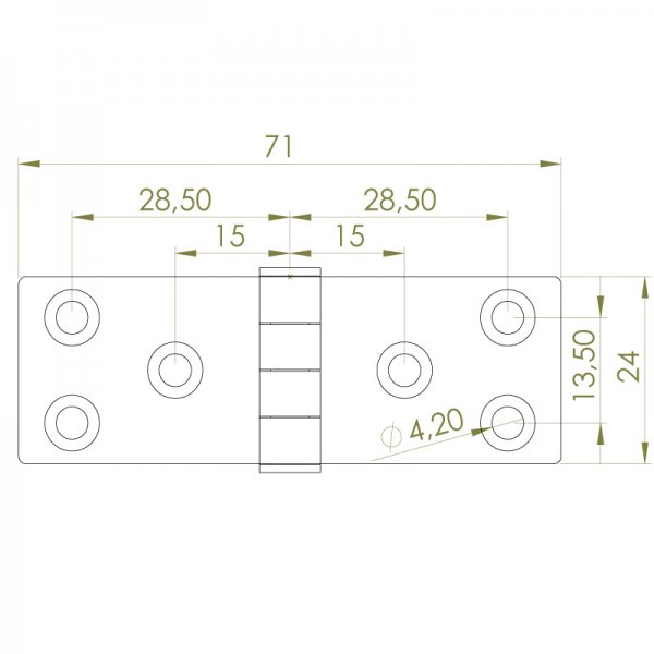 Paslanmaz Yaprak Menteşe 71 x 24 x 1.5mm