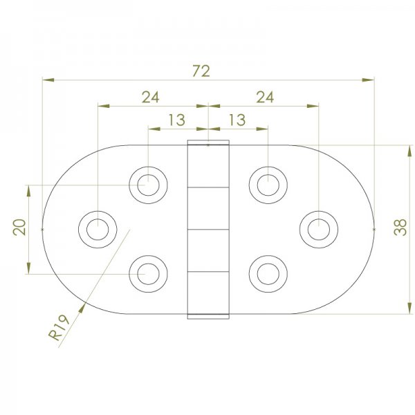 Paslanmaz Yaprak Menteşe 72 x 38 x 2mm