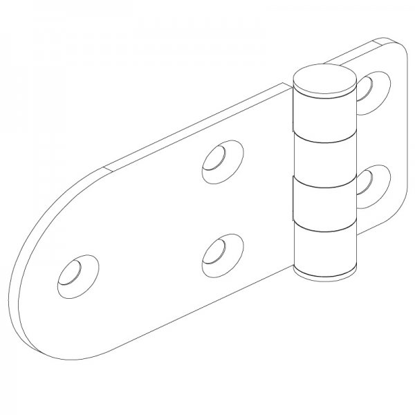 Paslanmaz Yaprak Menteşe 78 x 38 x 2mm Yuvarlak