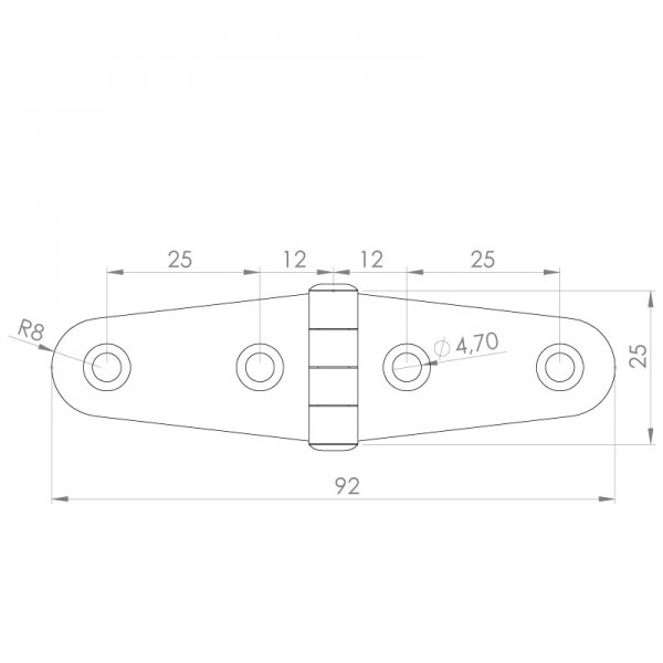 Paslanmaz Yaprak Menteşe 92 x 25 x 1.5mm